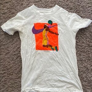 Nike White LeBron James  Tee with Colorful Basketball Graphic